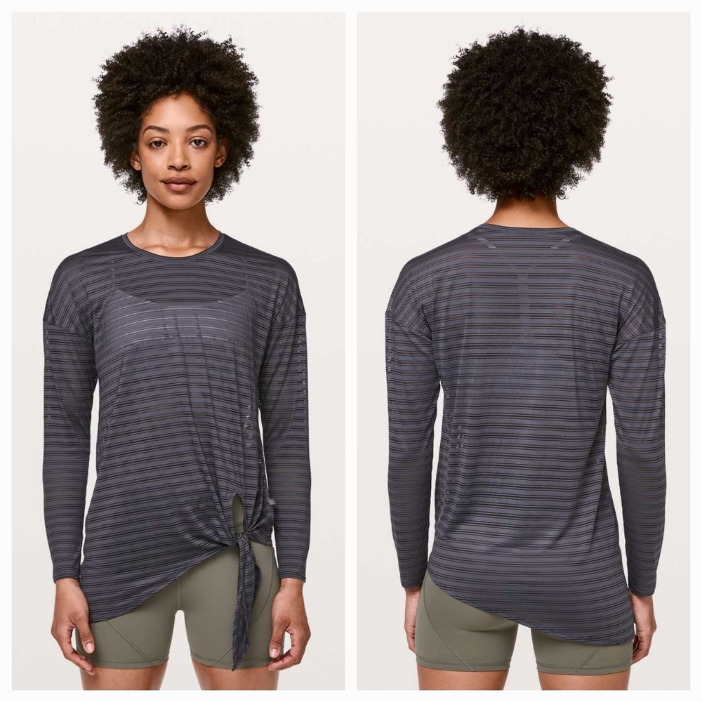 Lululemon Tie Your Practice Long Sleeve Stripe Moonwalk